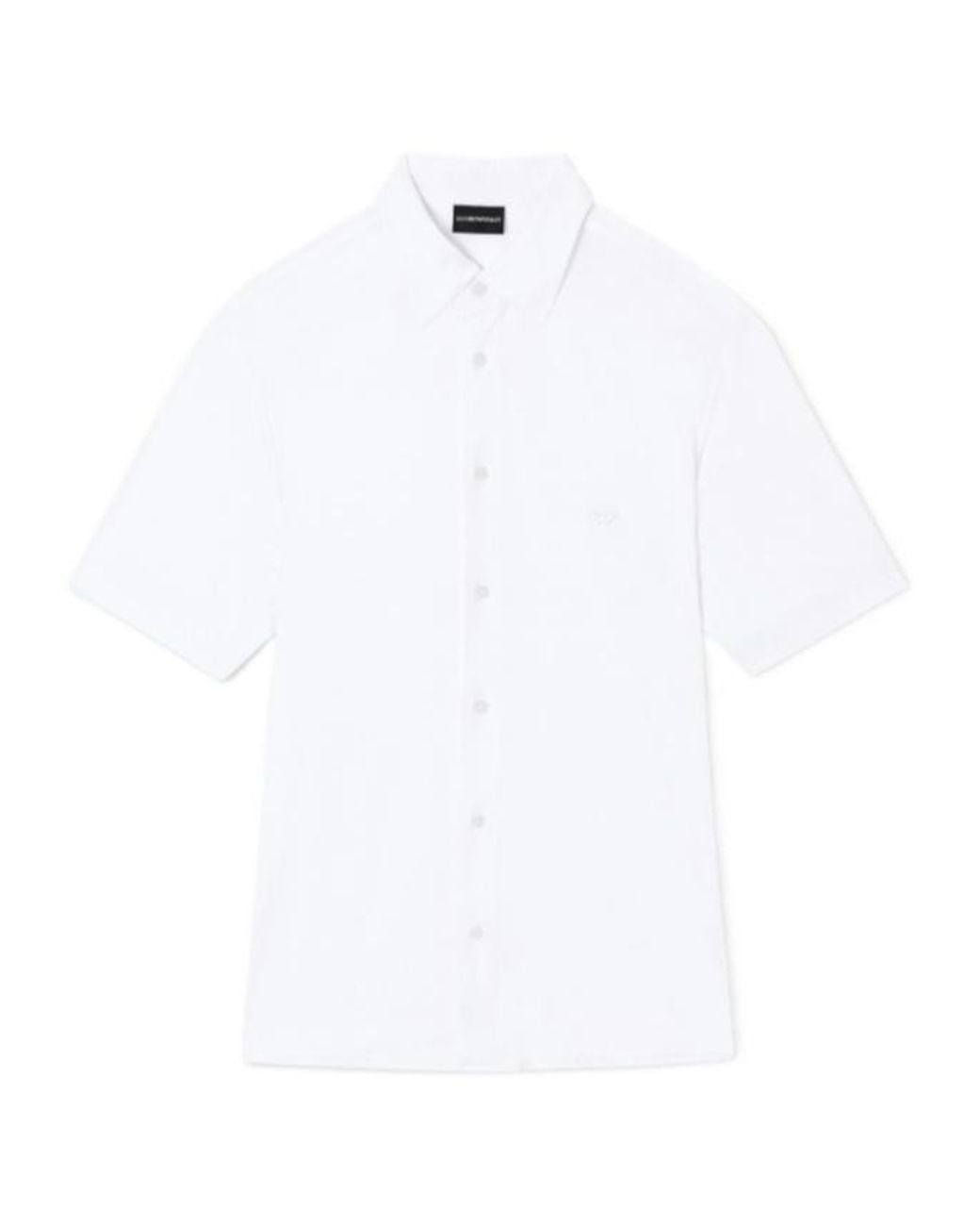Emporio Armani White Short-Sleeve Logo Shirt for men