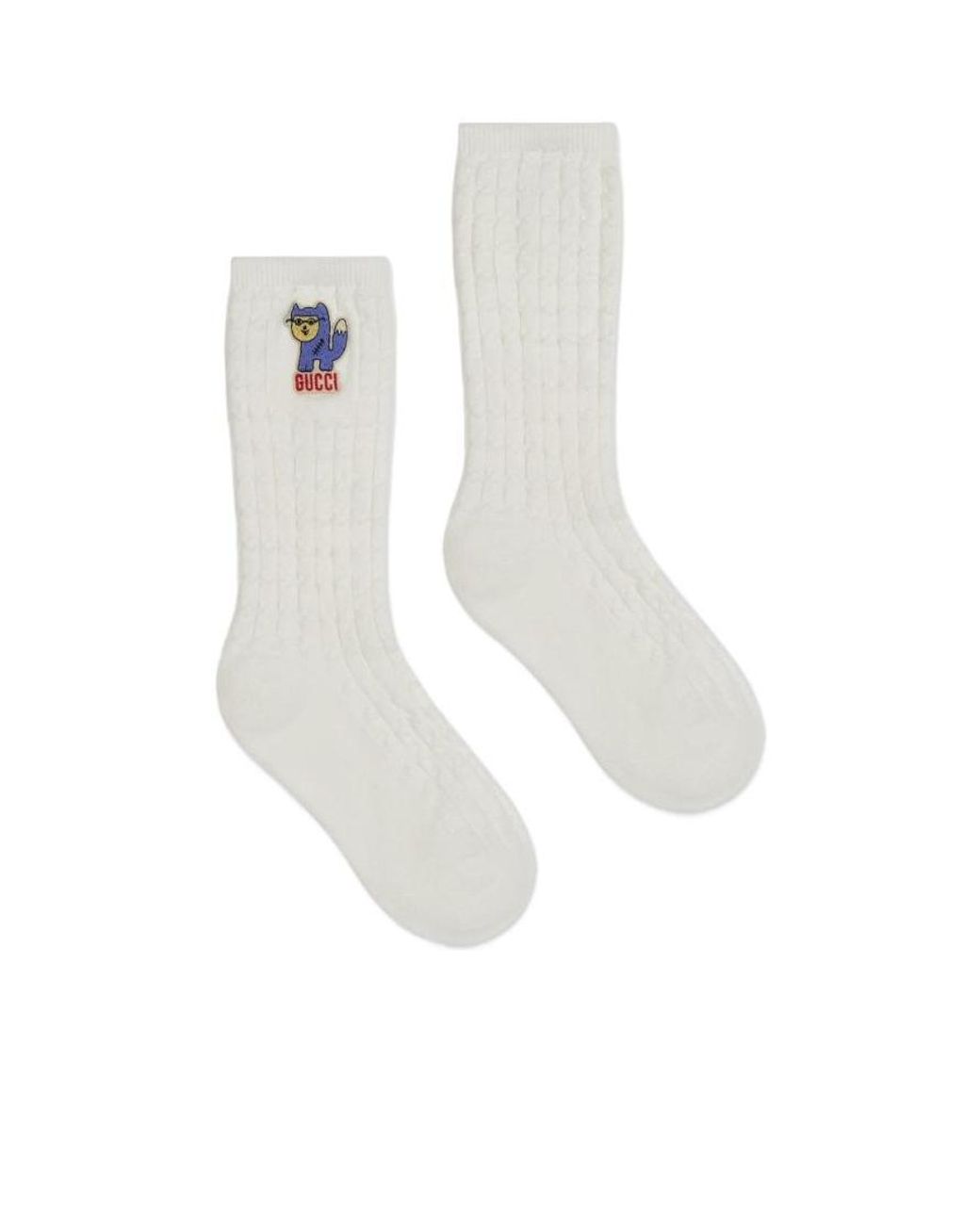 Gucci White Racoon Patch Knitted Socks for men