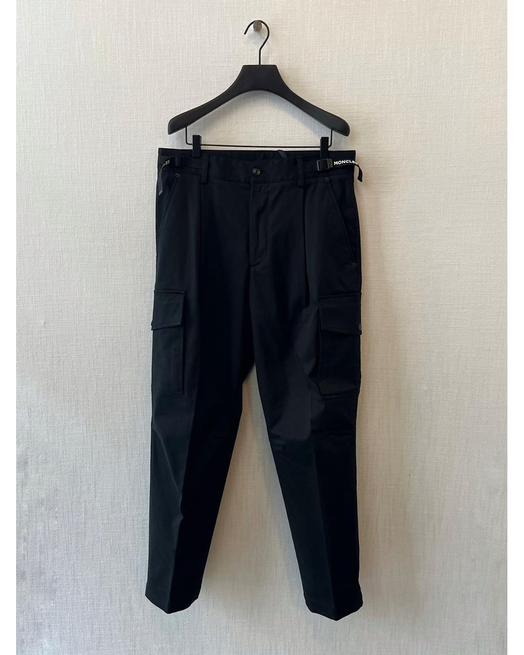 Moncler Black Gabardine Cargo Trousers for men