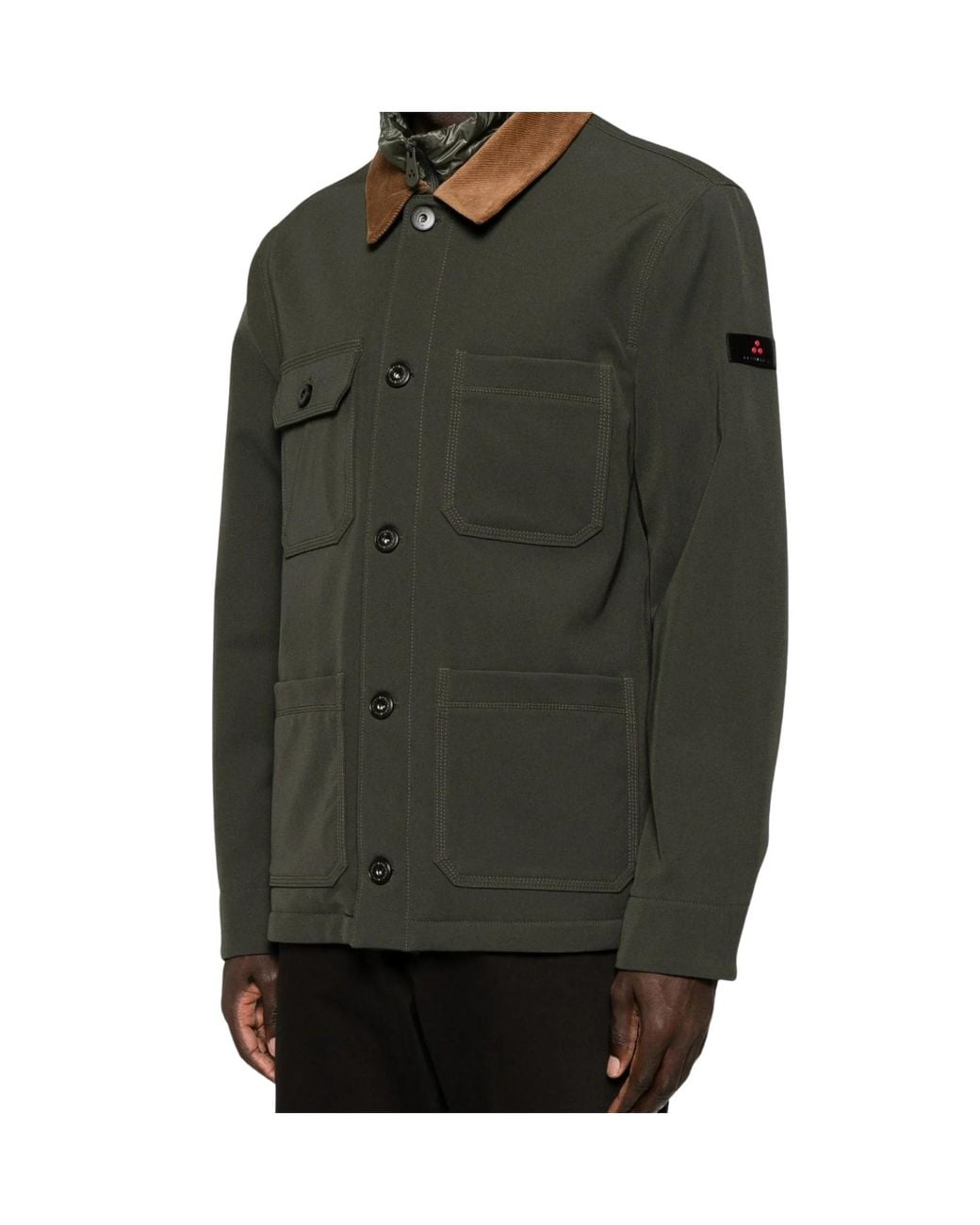 Peuterey Green Bergher Corduroy-Collar Padded Jacket for men
