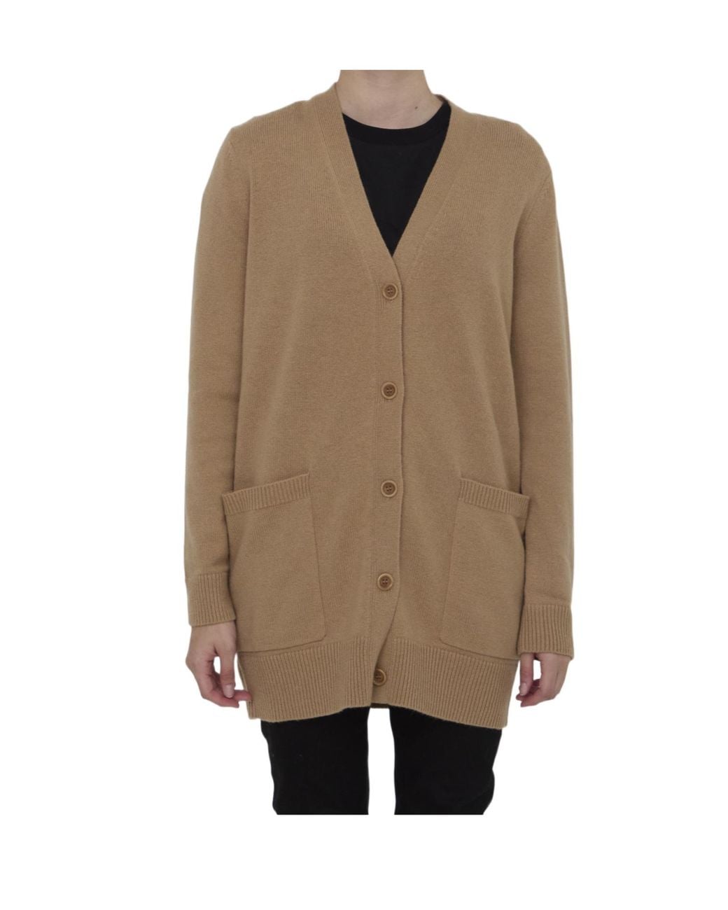 Max Mara Natural Villar V-Neck Long-Sleeved Cardigan