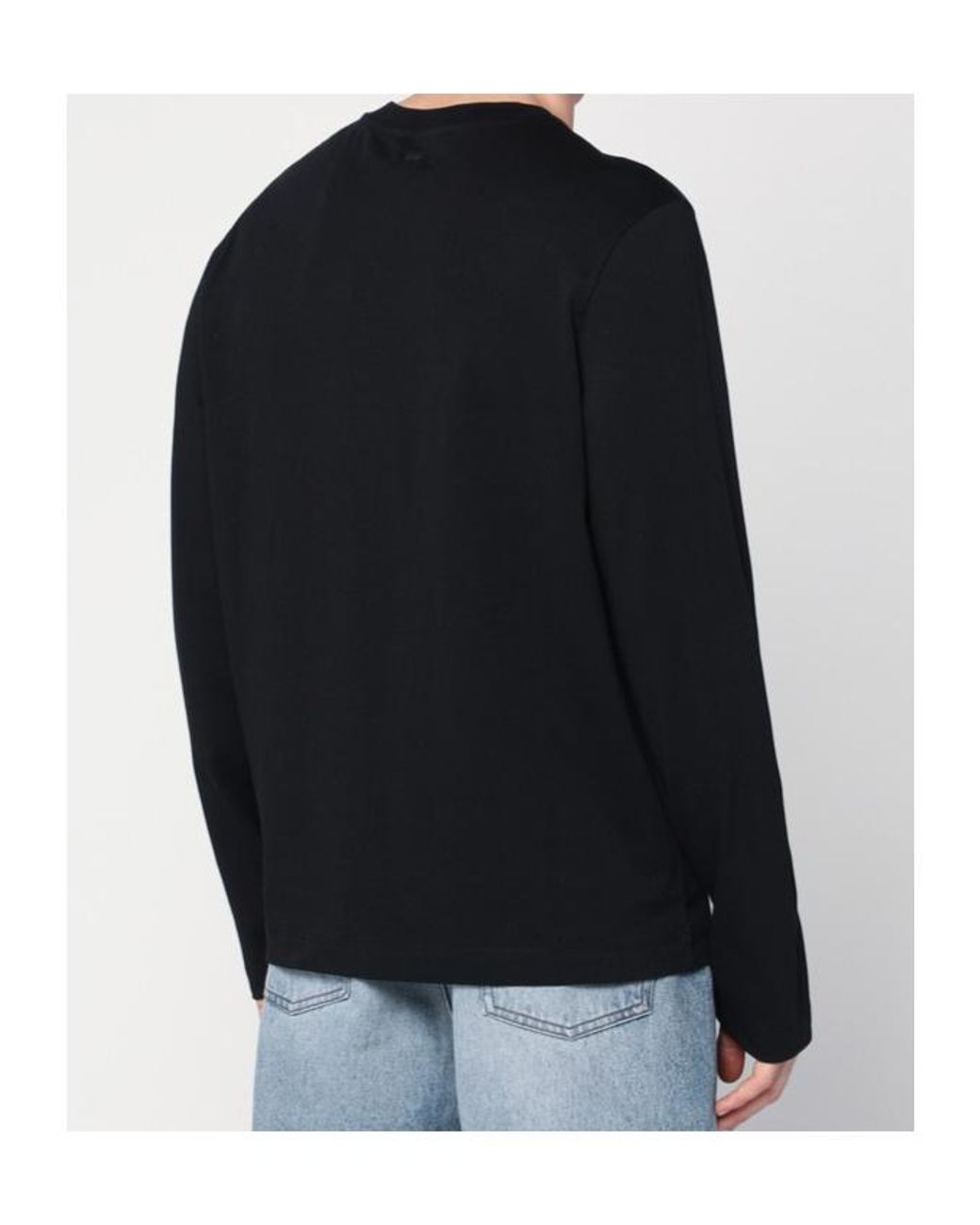 AMI Black Ami De Coeur Long-Sleeve T-Shirt for men