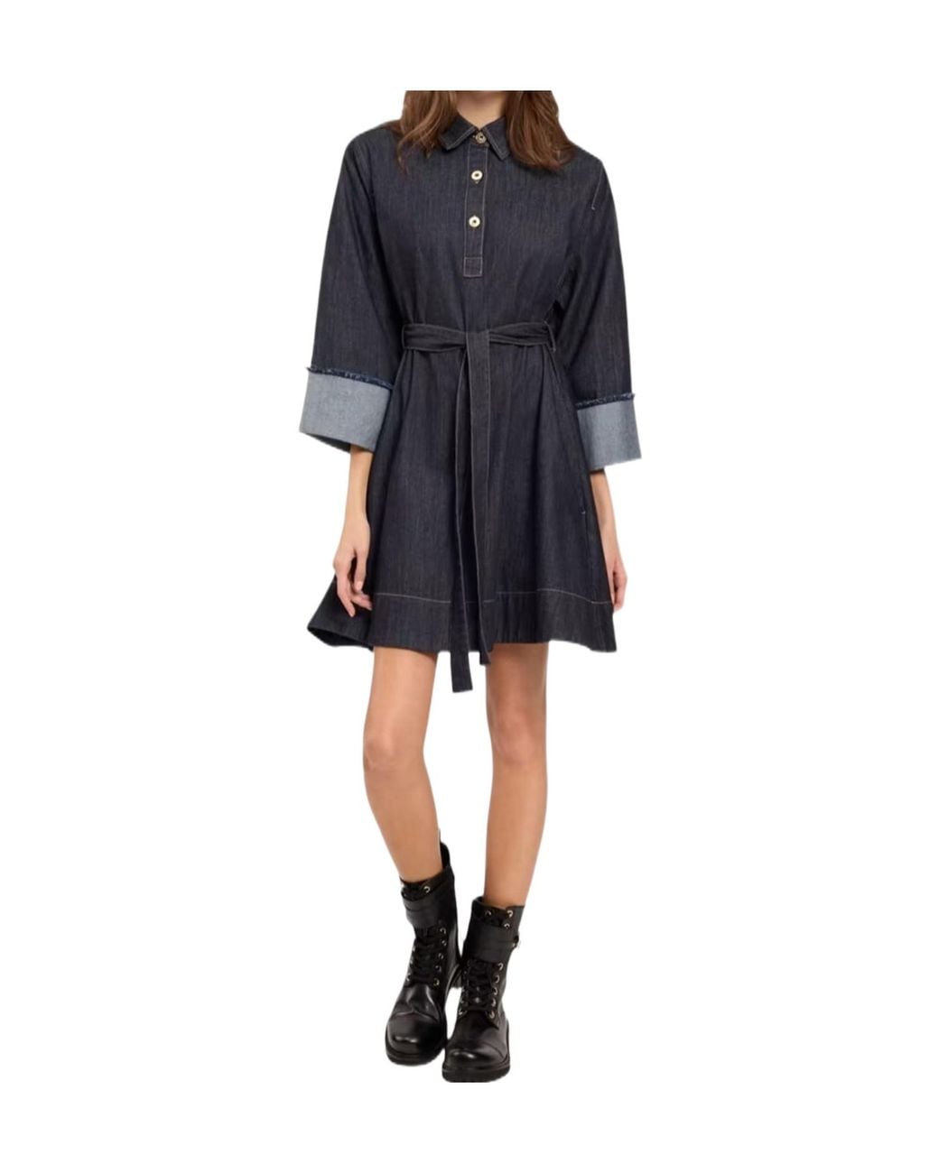 Twinset Blue Tie-Waist Dress