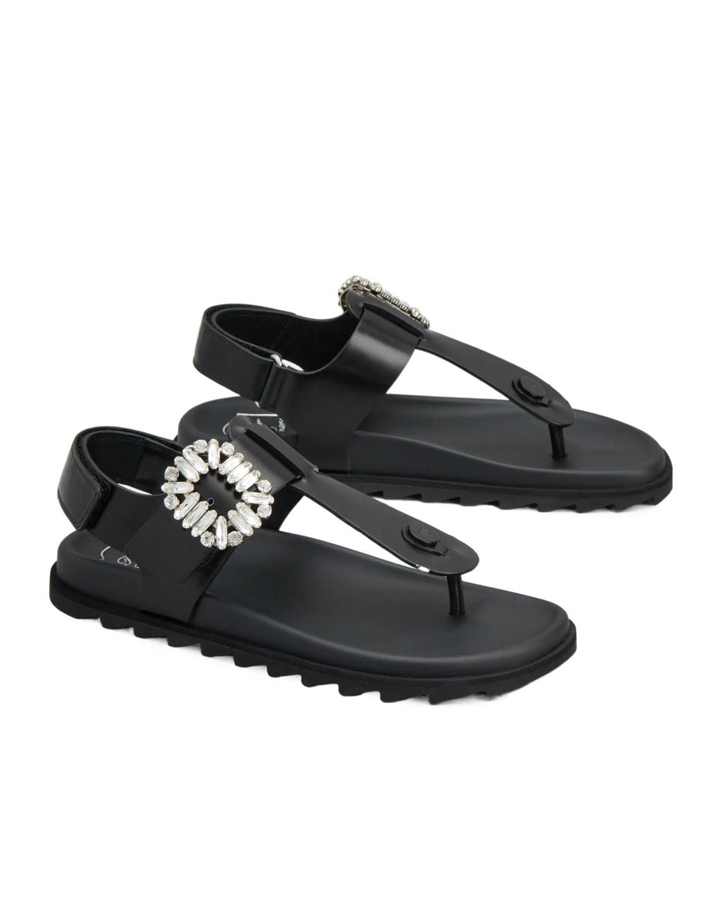 Roger Vivier Black Slidy Viv' Thong Sandals