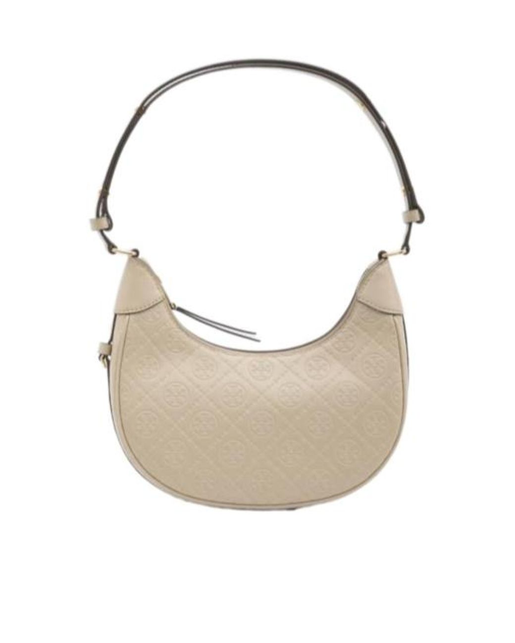 Tory Burch White T Monogram Crescent Bag