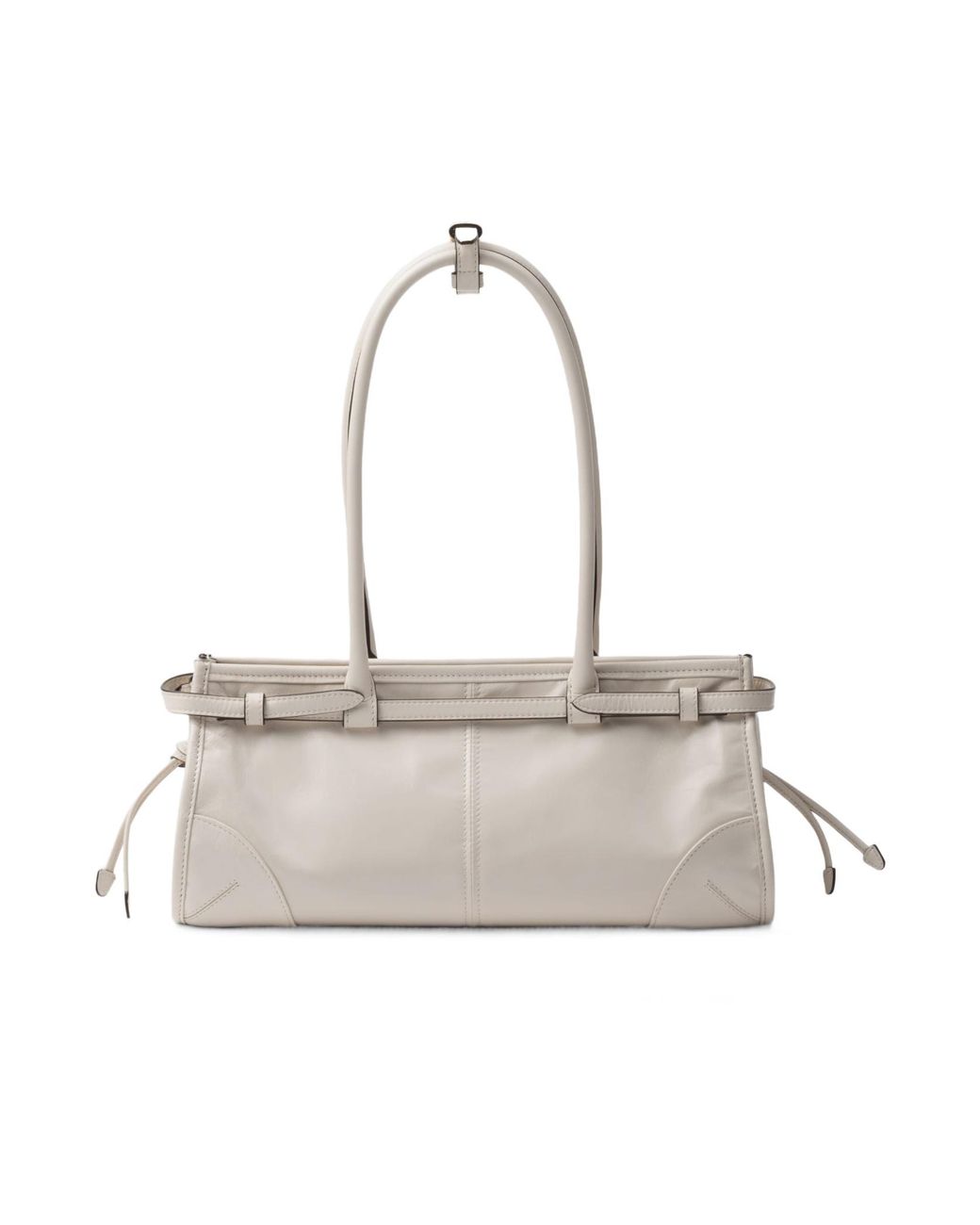 Prada White Triangle-Logo Tote Bag