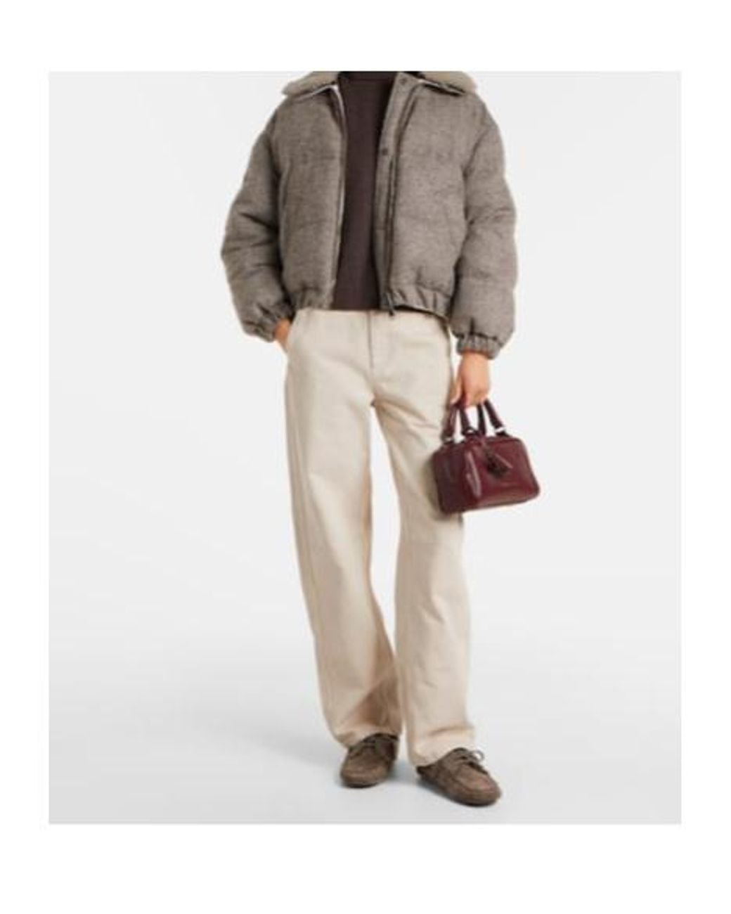 Brunello Cucinelli Brown Monili Shearling-Trimmed Suede Moccasins