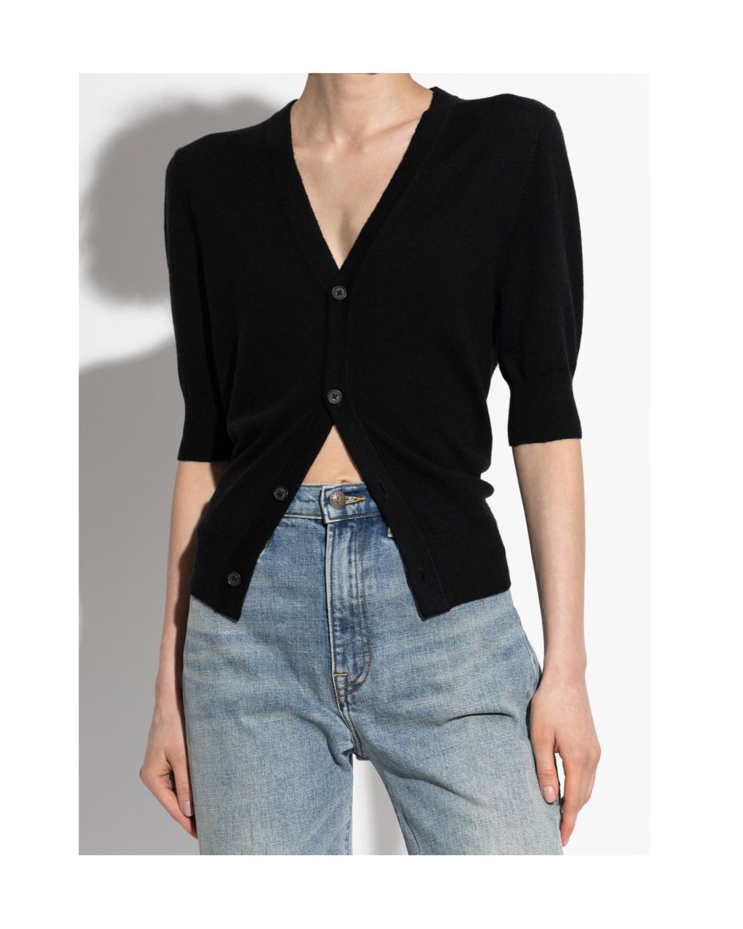 R13 Black Elbow V-Neck Cardigan