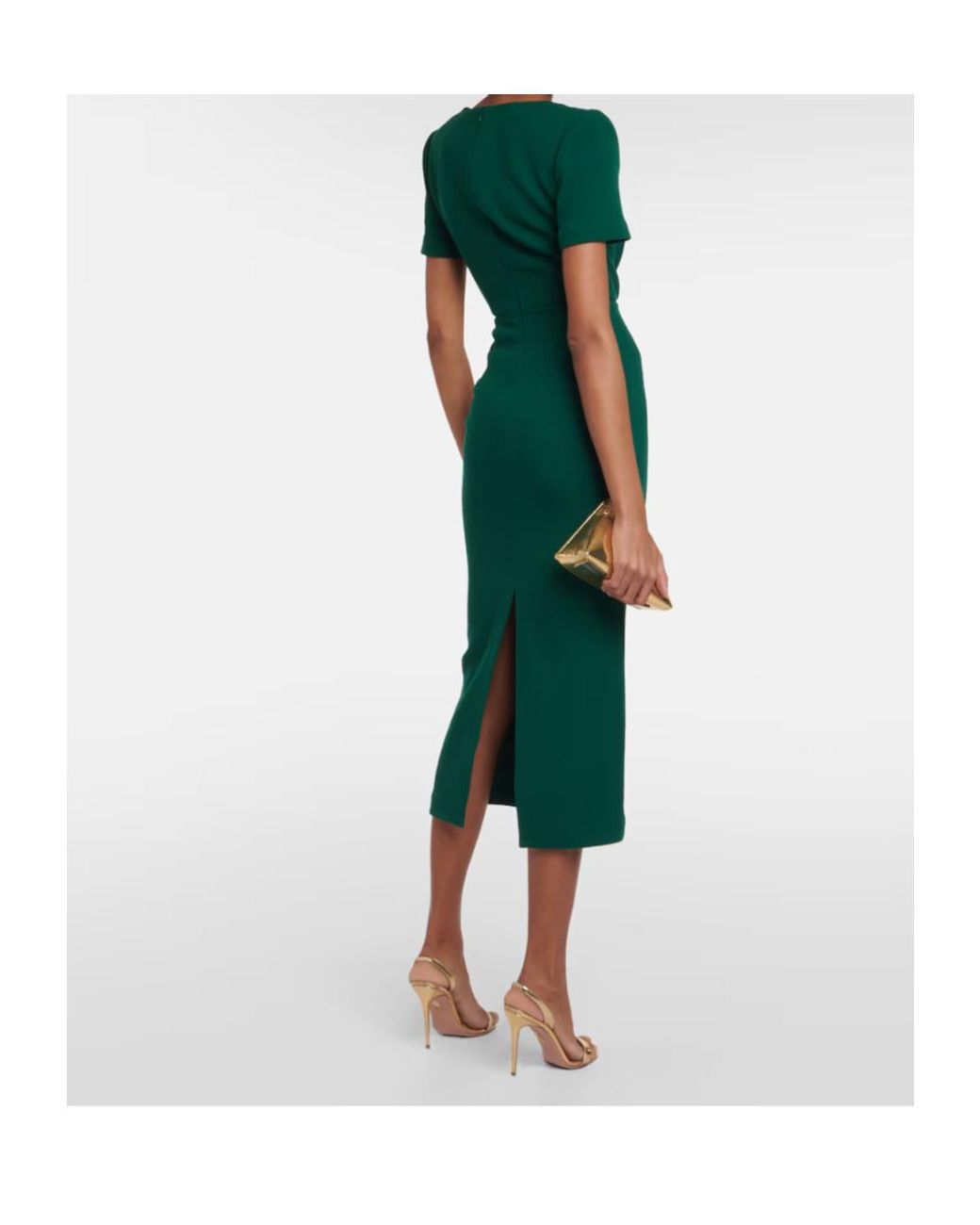 Roland Mouret Green Moon Wool Midi Dress