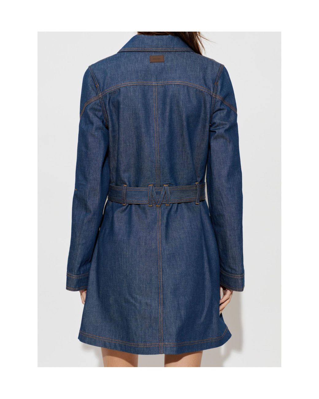 Moschino Blue Belted Denim Shirt Dress