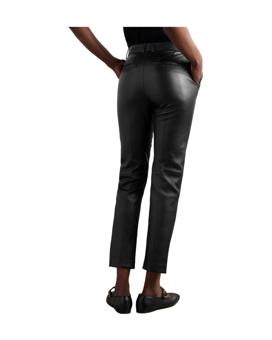Joseph Black Leather Slim-Leg Pants