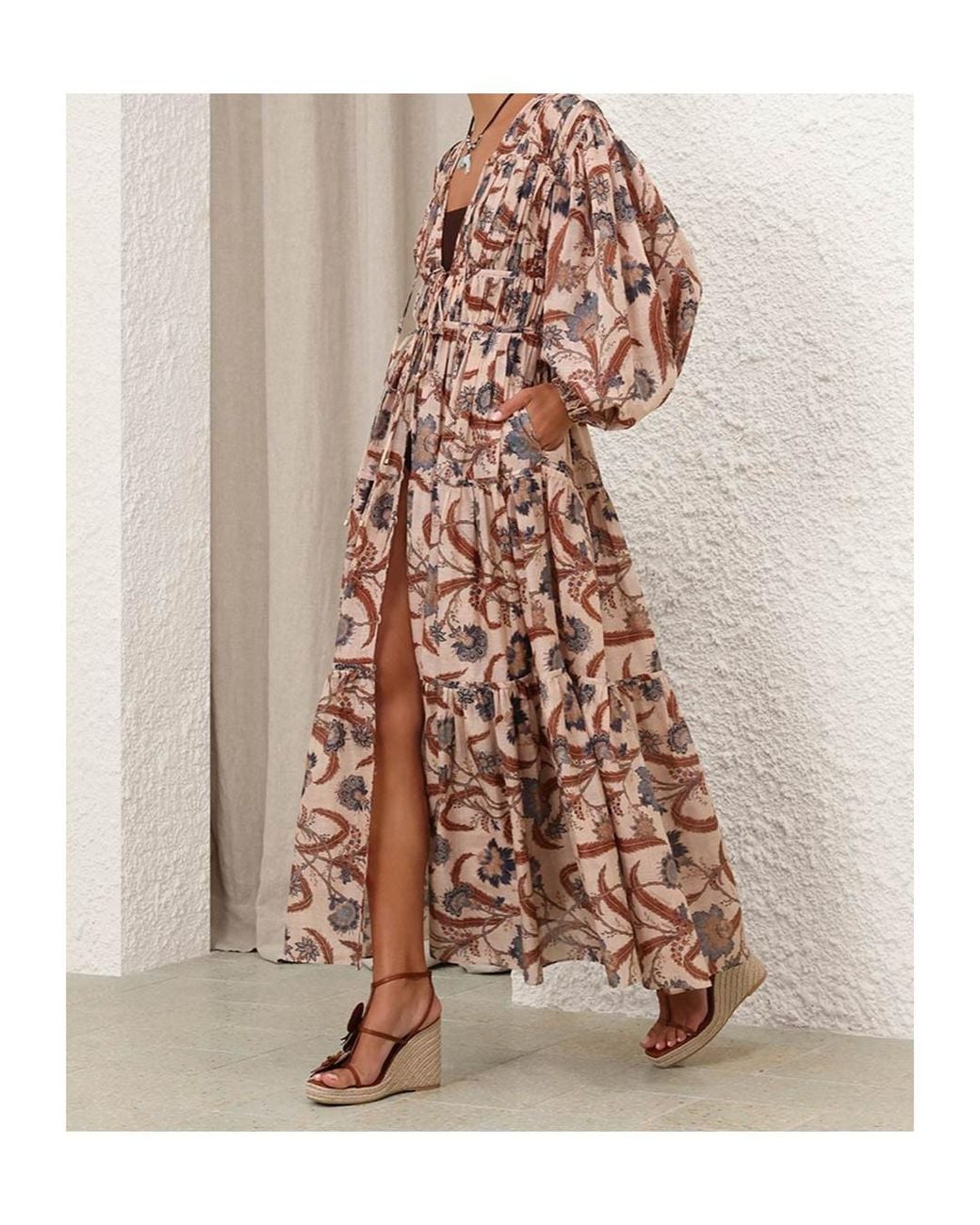 Zimmermann Multicolor Ascension Tie Billow Maxi Dress