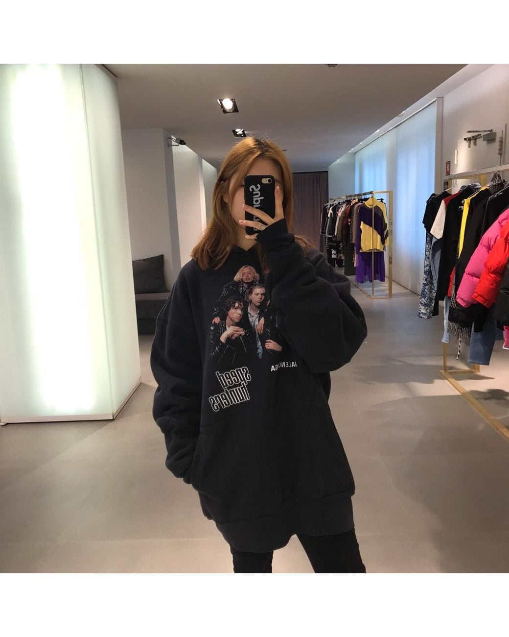 Balenciaga Blue Printed Hooded Hoodie for men