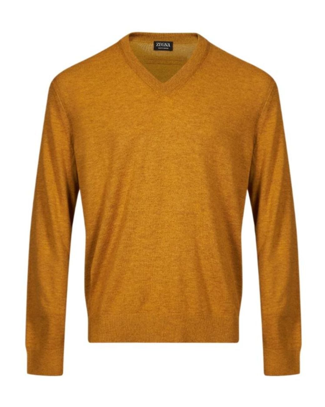 Zegna Orange V-Neck Sweater for men