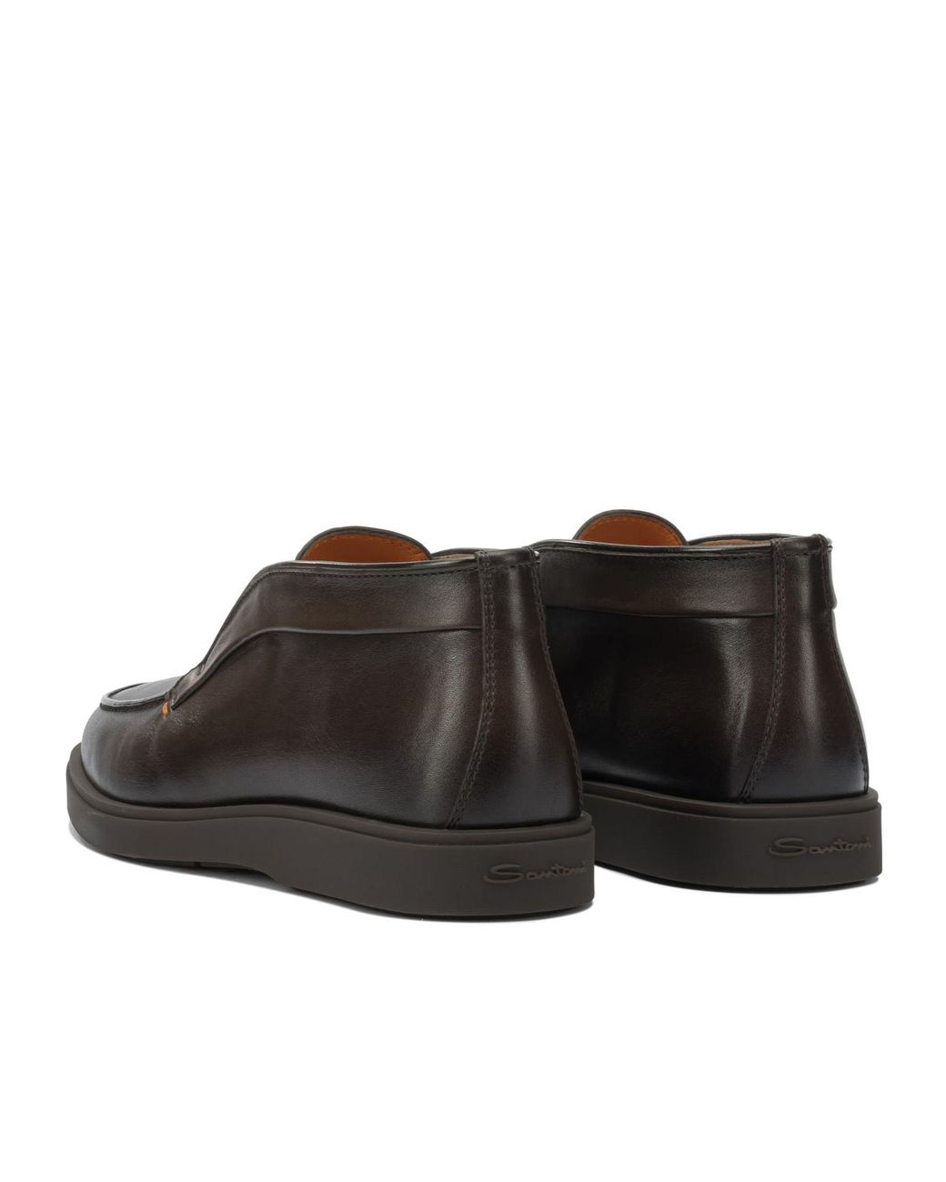 Santoni Brown Panelled Leather Boots for men