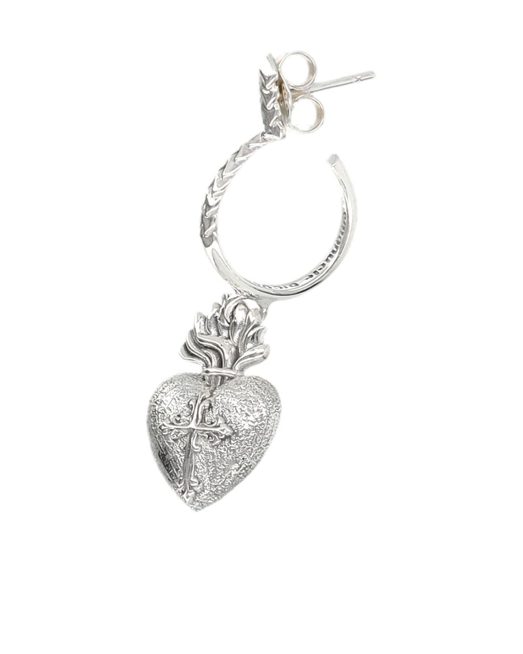 Emanuele Bicocchi White Single Earring Sacred Heart for men