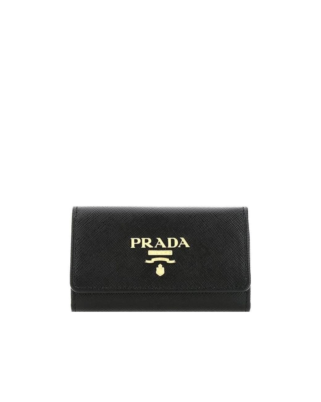 Prada Black Logo Key Ring Case