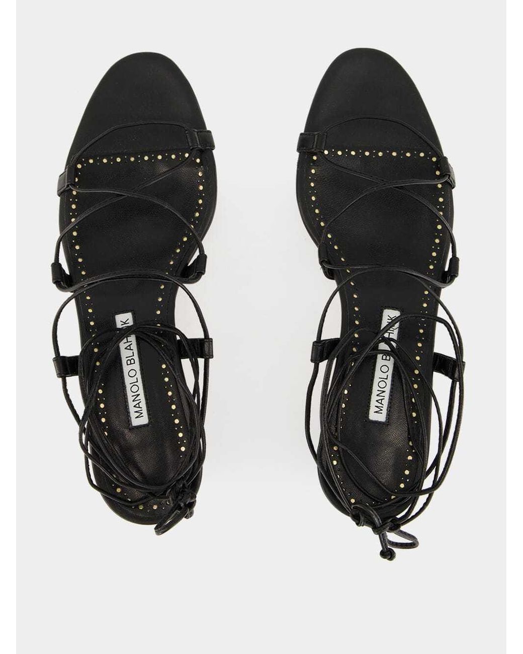 Manolo Blahnik Black Cross-Strap Sandals