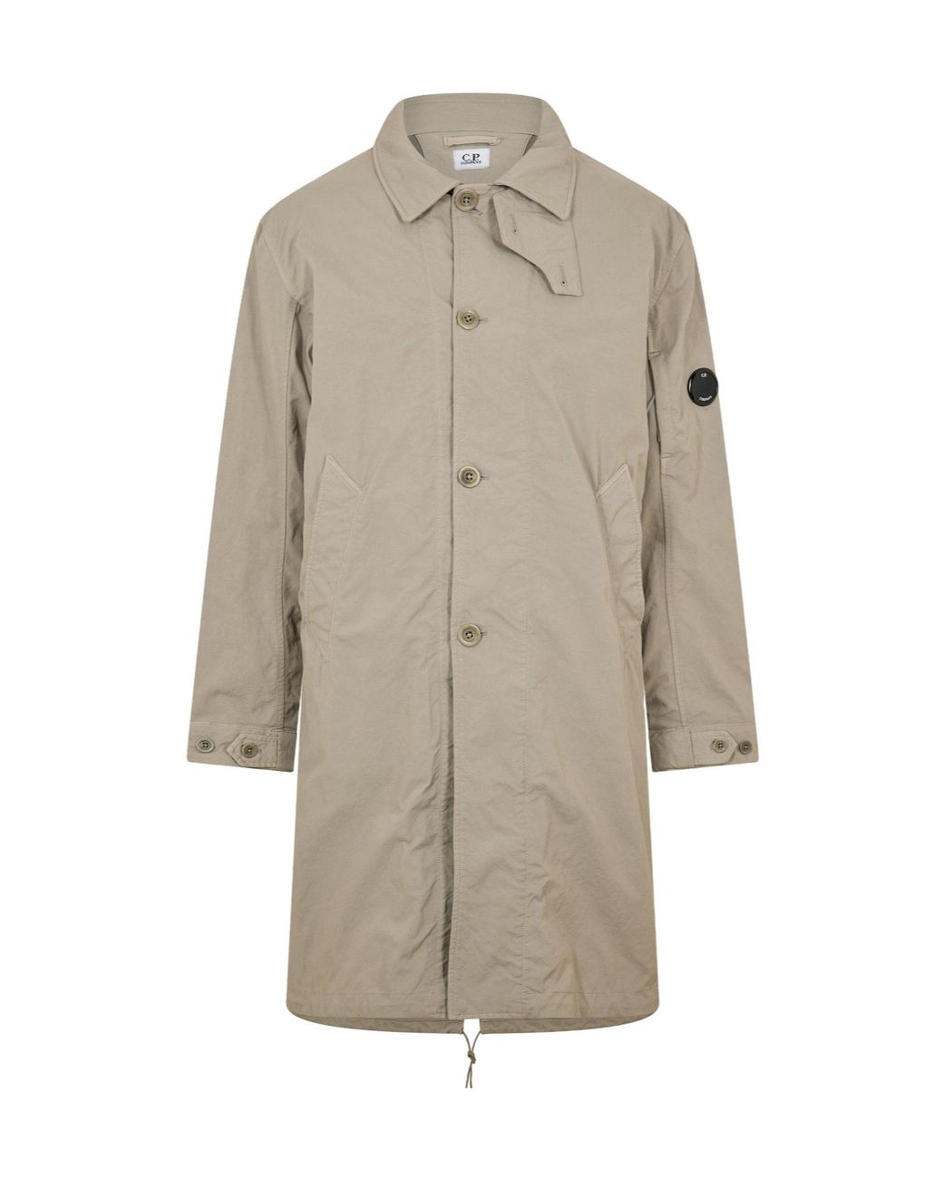 C P Company Gray Button-Down Trench Coat for men