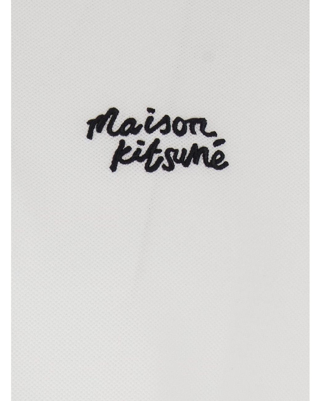 Maison Kitsuné White Maison Kitsuné Handwriting Logo Polo Shirt for men