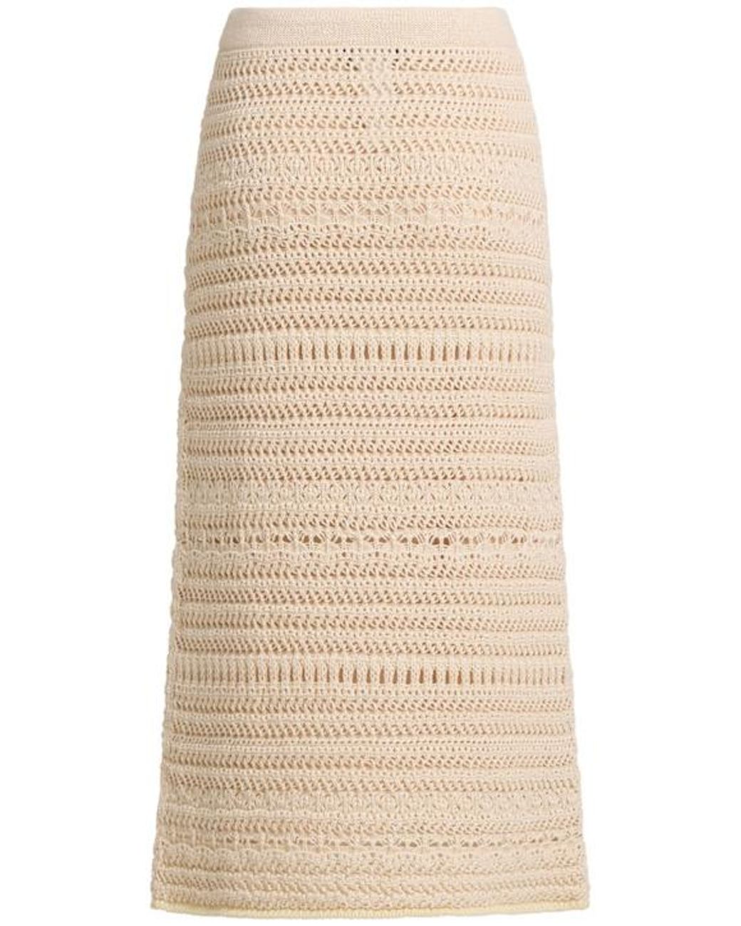 Fabiana Filippi Natural Sequined Cotton Blend Midi Skirt