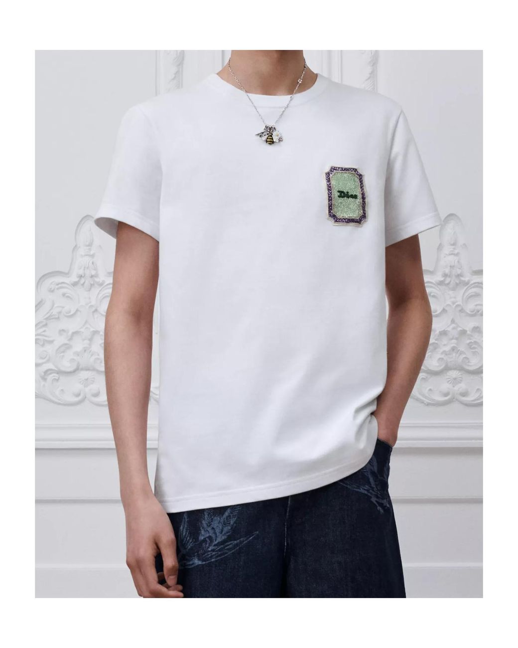 Dior White Medaillon T-Shirt, Relaxed Fit for men