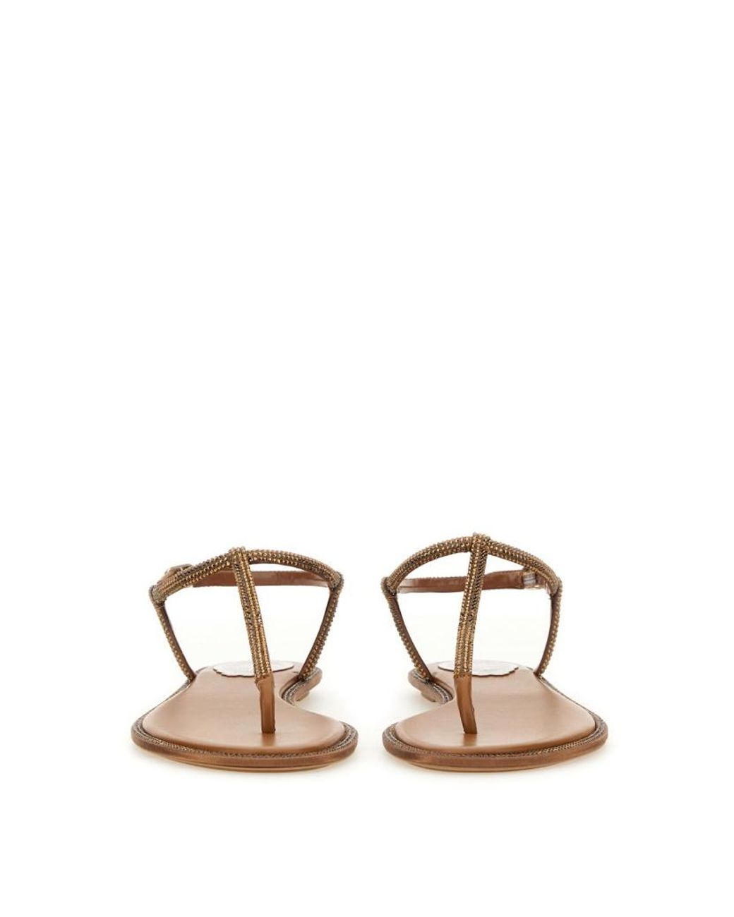 Rene Caovilla Brown René Caovilla Diana Embellished Thong Sandals