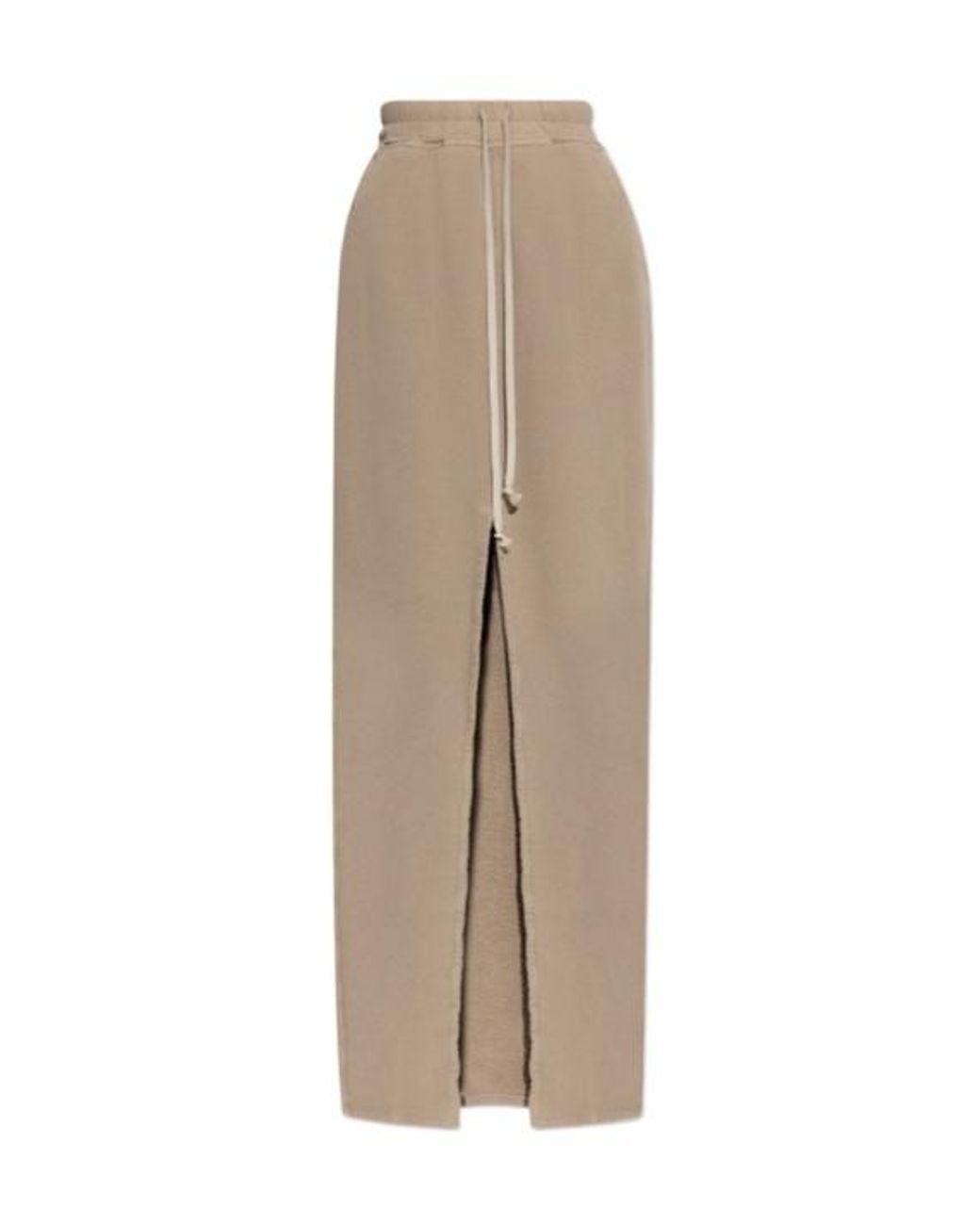 Rick Owens Natural Drawstring Slit Detailed Skirt