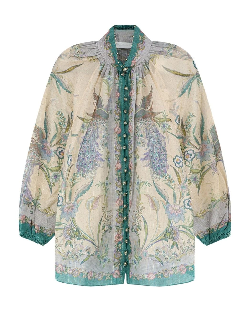 Zimmermann Multicolor Jewel Button Printed Top