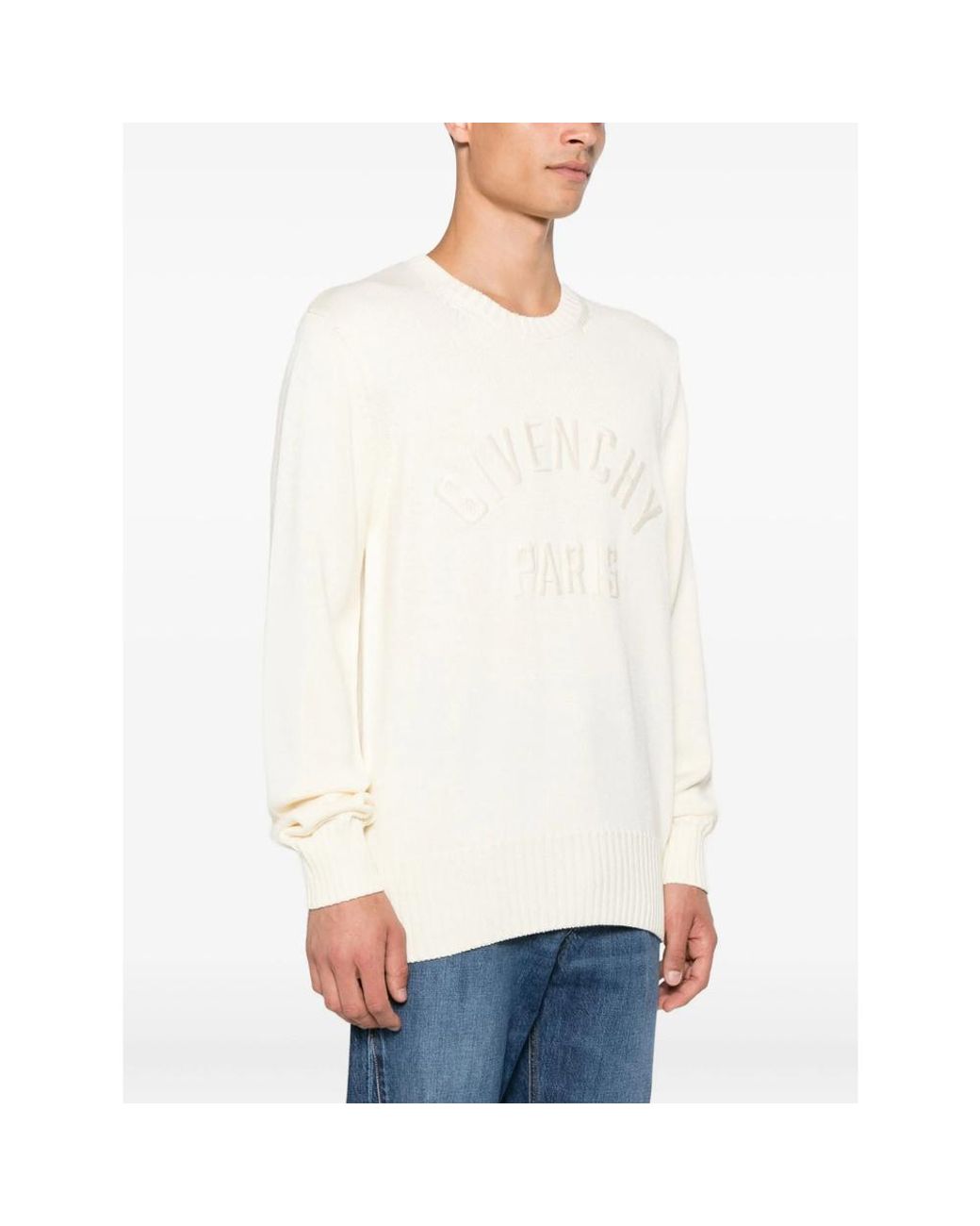 Givenchy White Logo Embroidered Knit Jumper for men