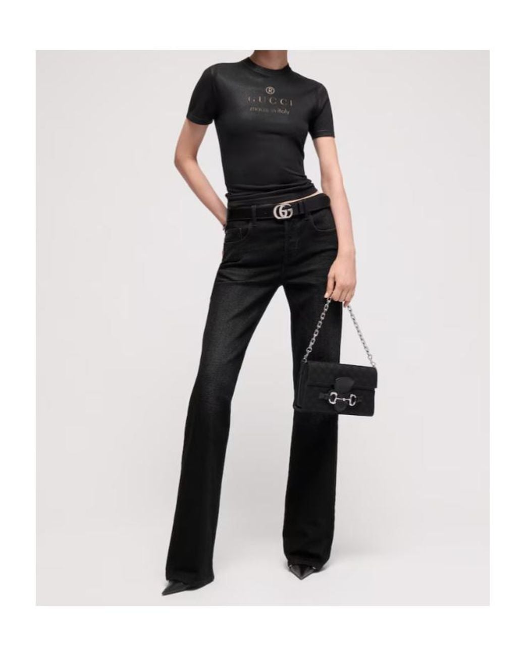 Gucci Black Technical Cotton Jersey T-Shirt With Print