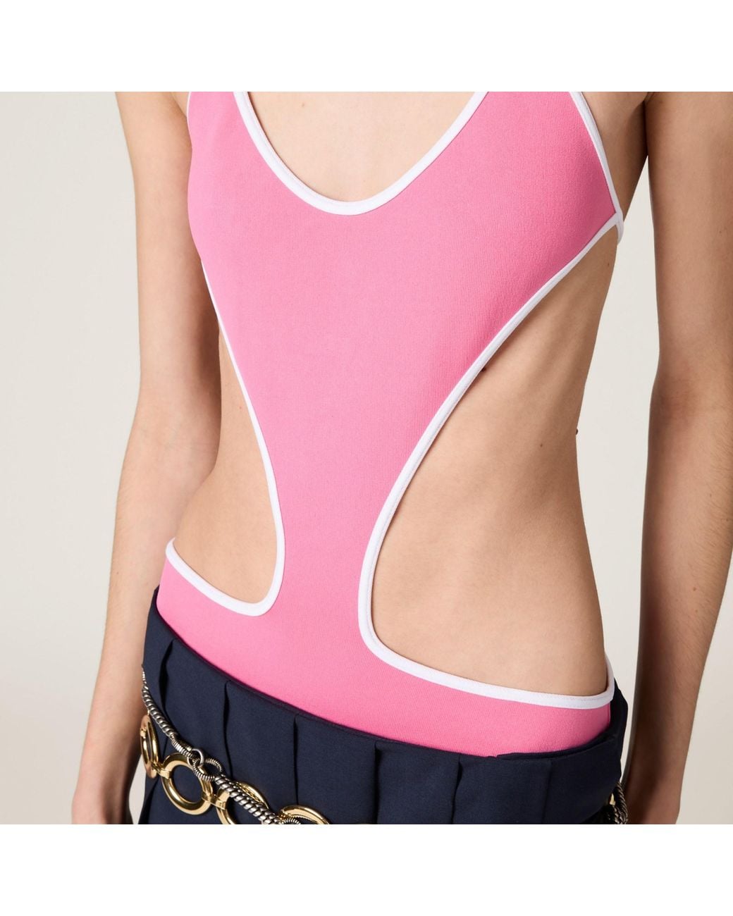 Miu Miu Pink Technical Knit Swimsuit