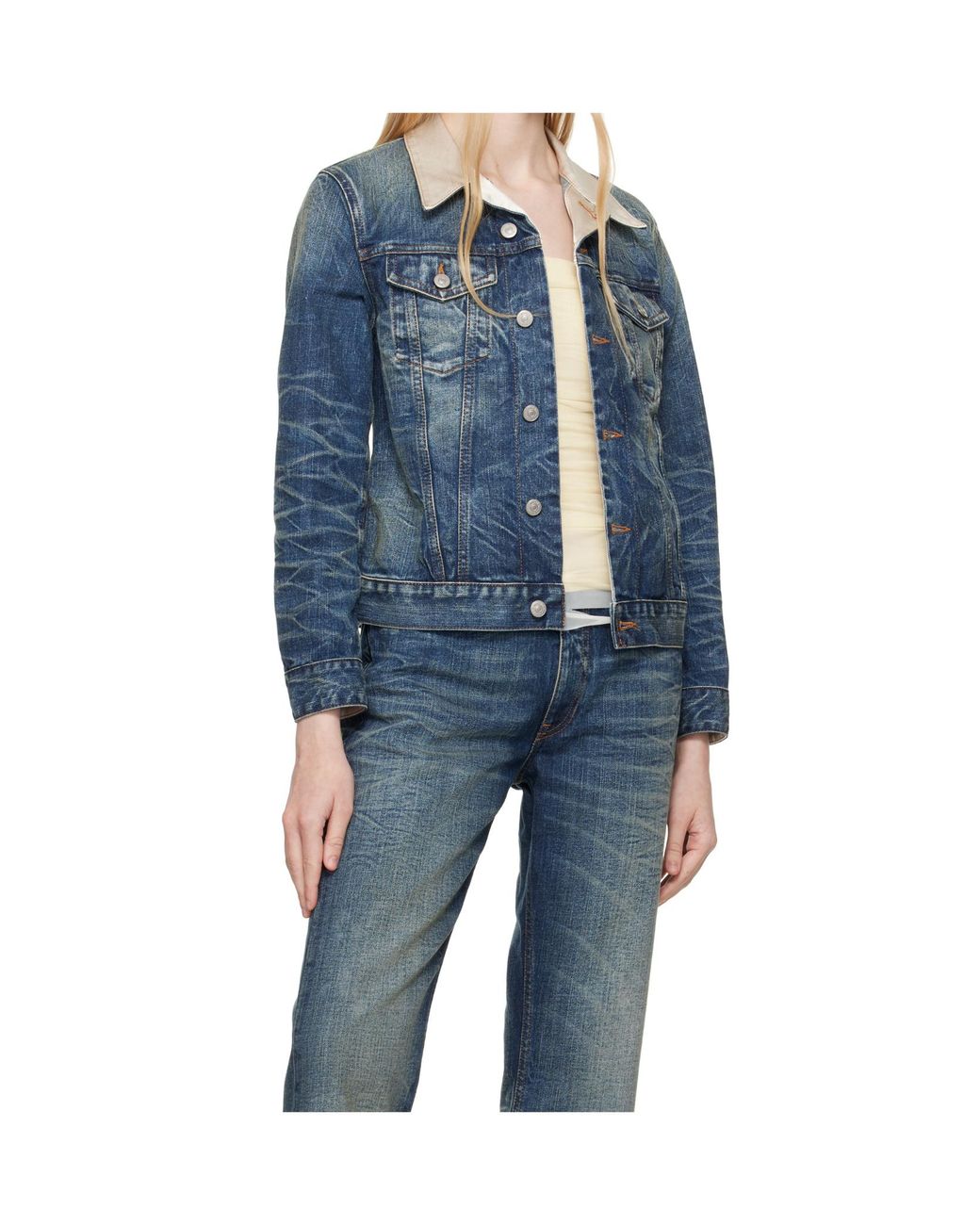 MM6 by Maison Margiela Blue Denim Cropped Jacket