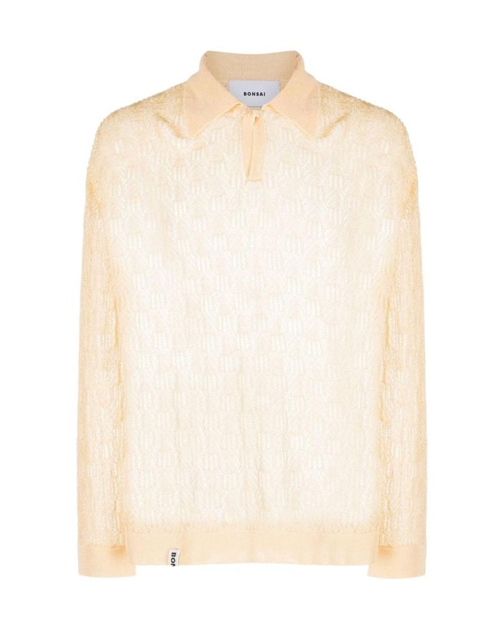 Bonsai White Open-Knit Polo Shirt for men