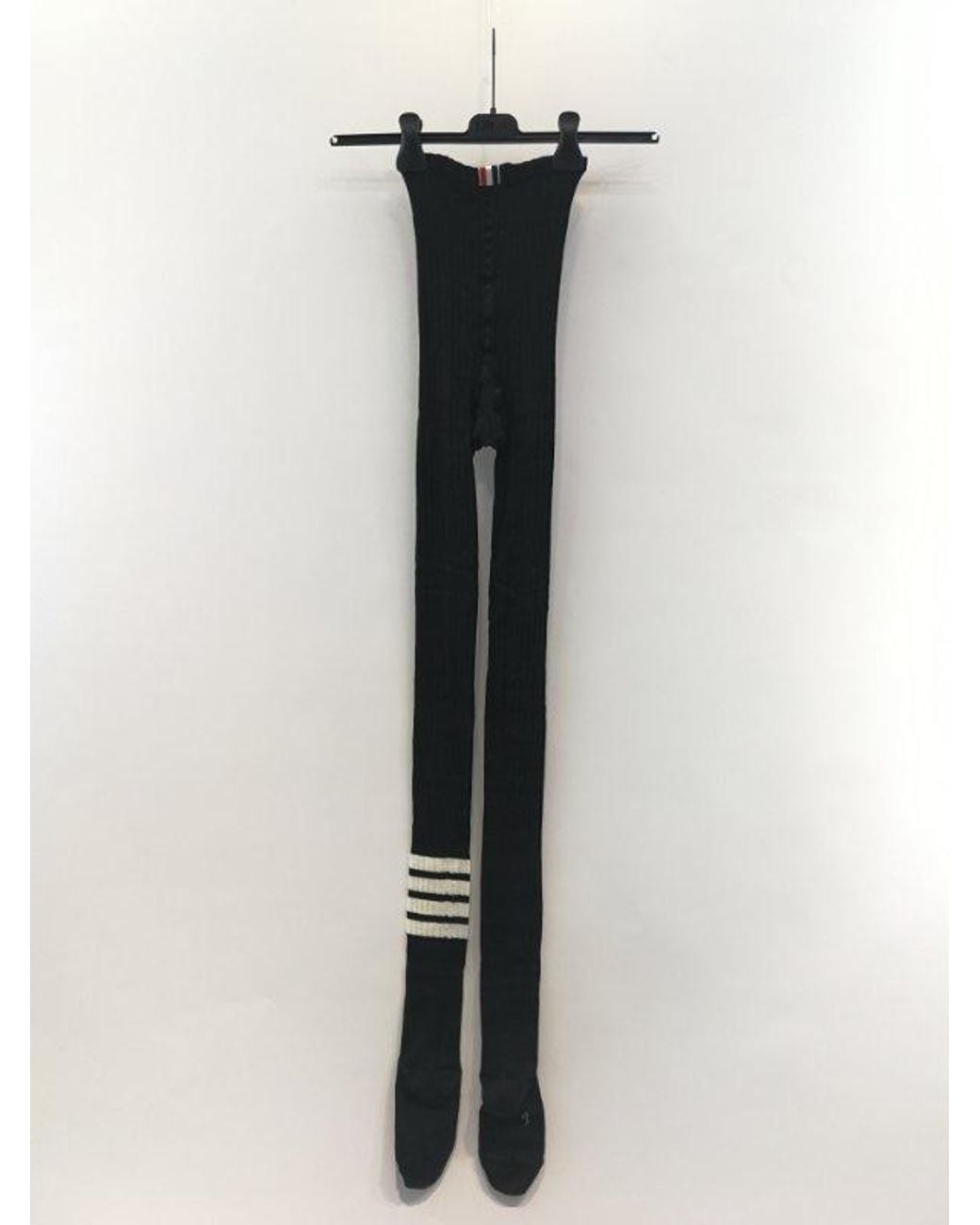 Thom Browne Black 4-Bar Striped Ribbed Tights