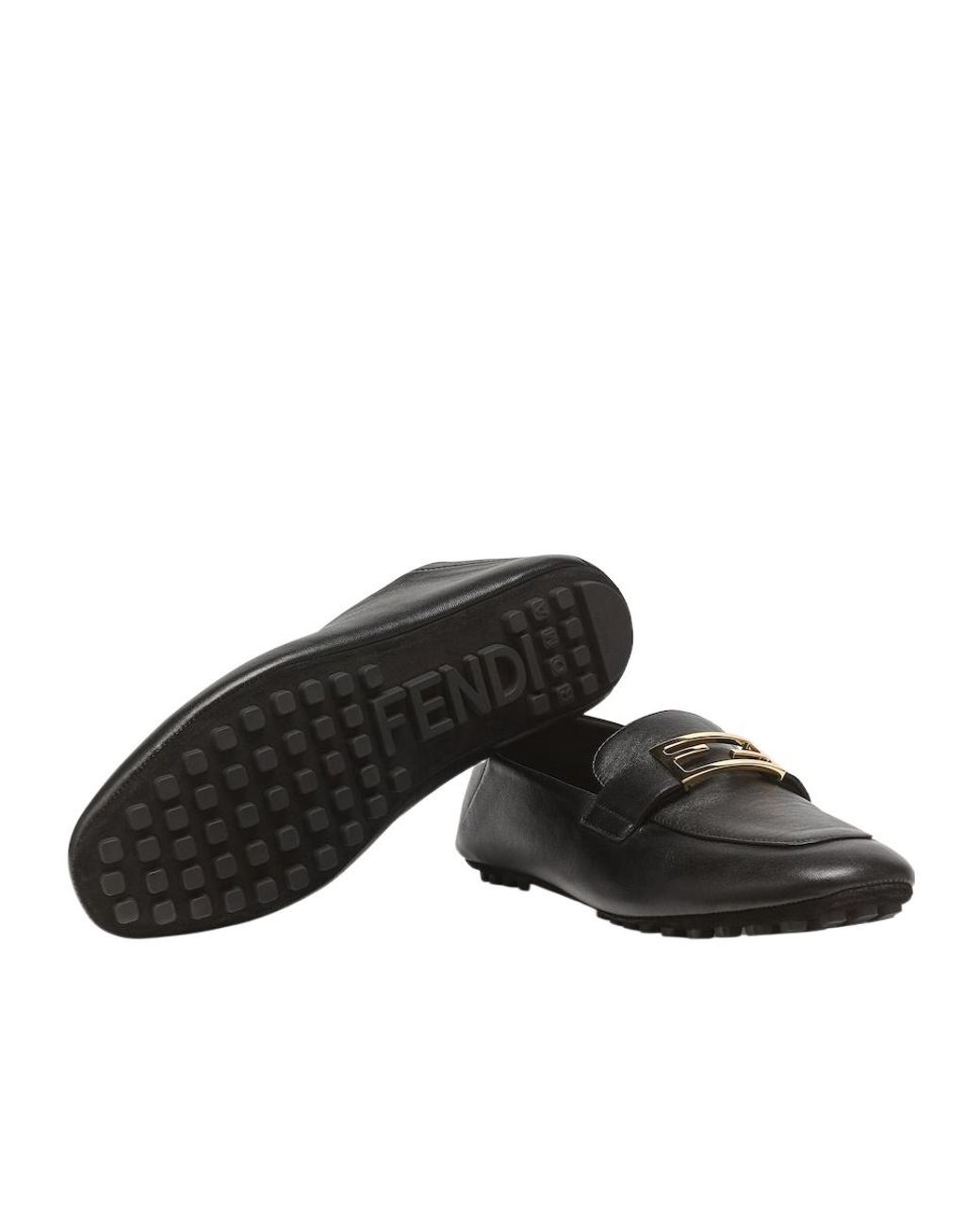 Fendi Black Ff Baguette Slip-On Loafers