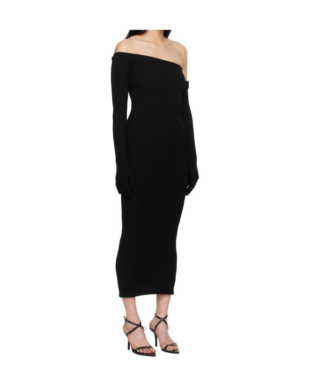 Jean Paul Gaultier Black Asymmetric Neckline Dress