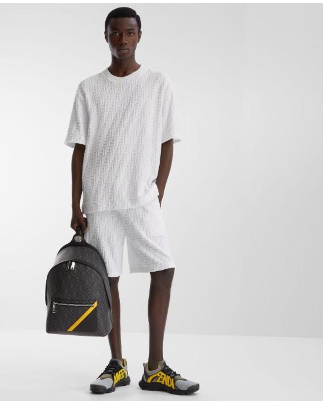 Fendi White Ff Terry Crewneck T-Shirt for men
