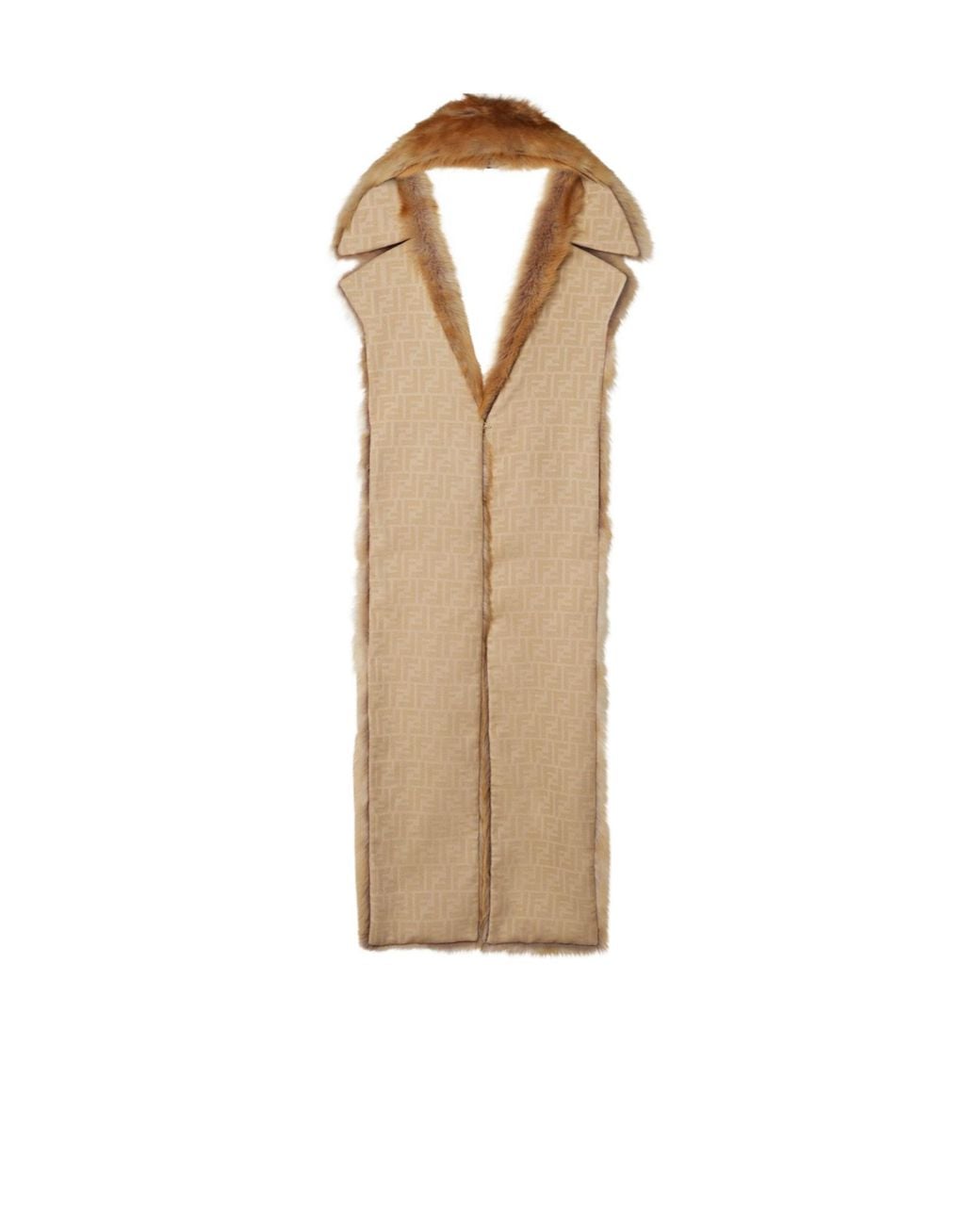 Fendi Brown Caramel-Colored Dorsato Shearling Scarf