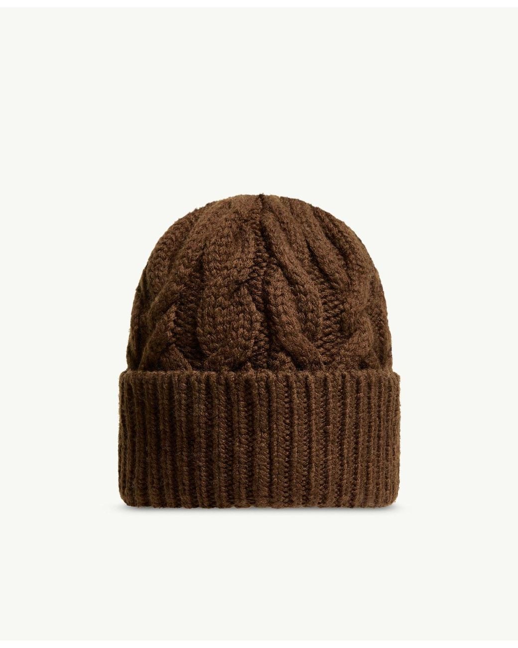 Moncler Brown Grenoble Cable-Knit Beanie Hat