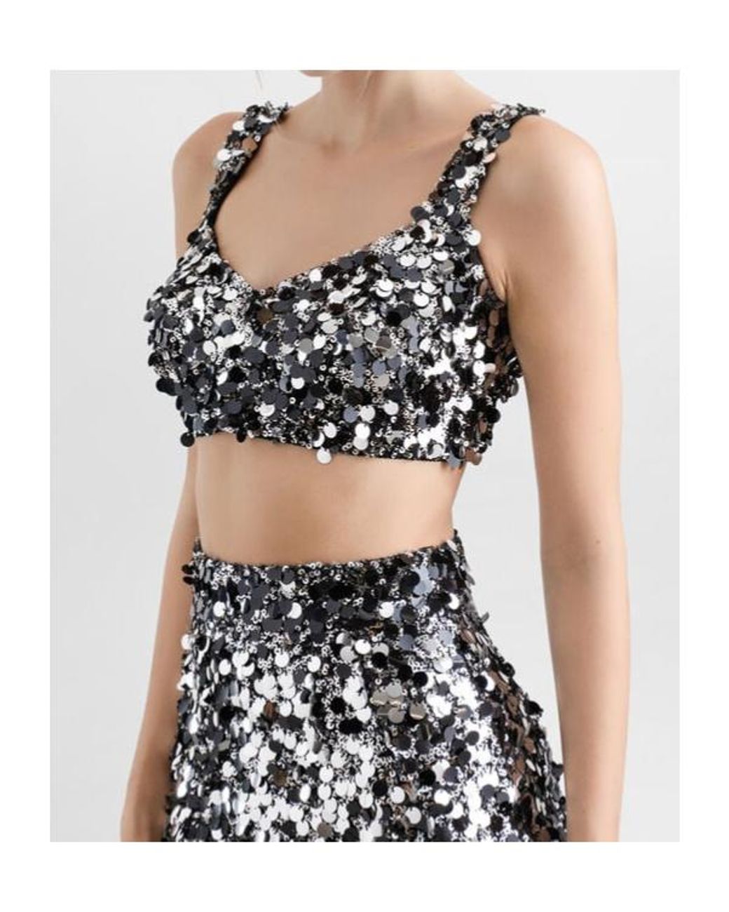 Dolce & Gabbana Black Embellished Sequin Crop Top