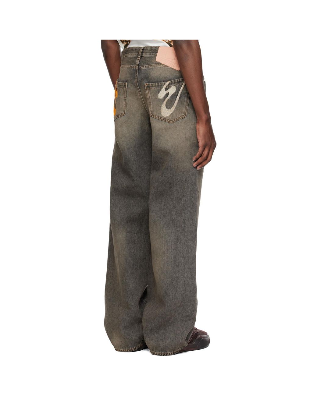 PDF CHANNEL Gray Pdf Relaxed Wide-Leg Jeans for men