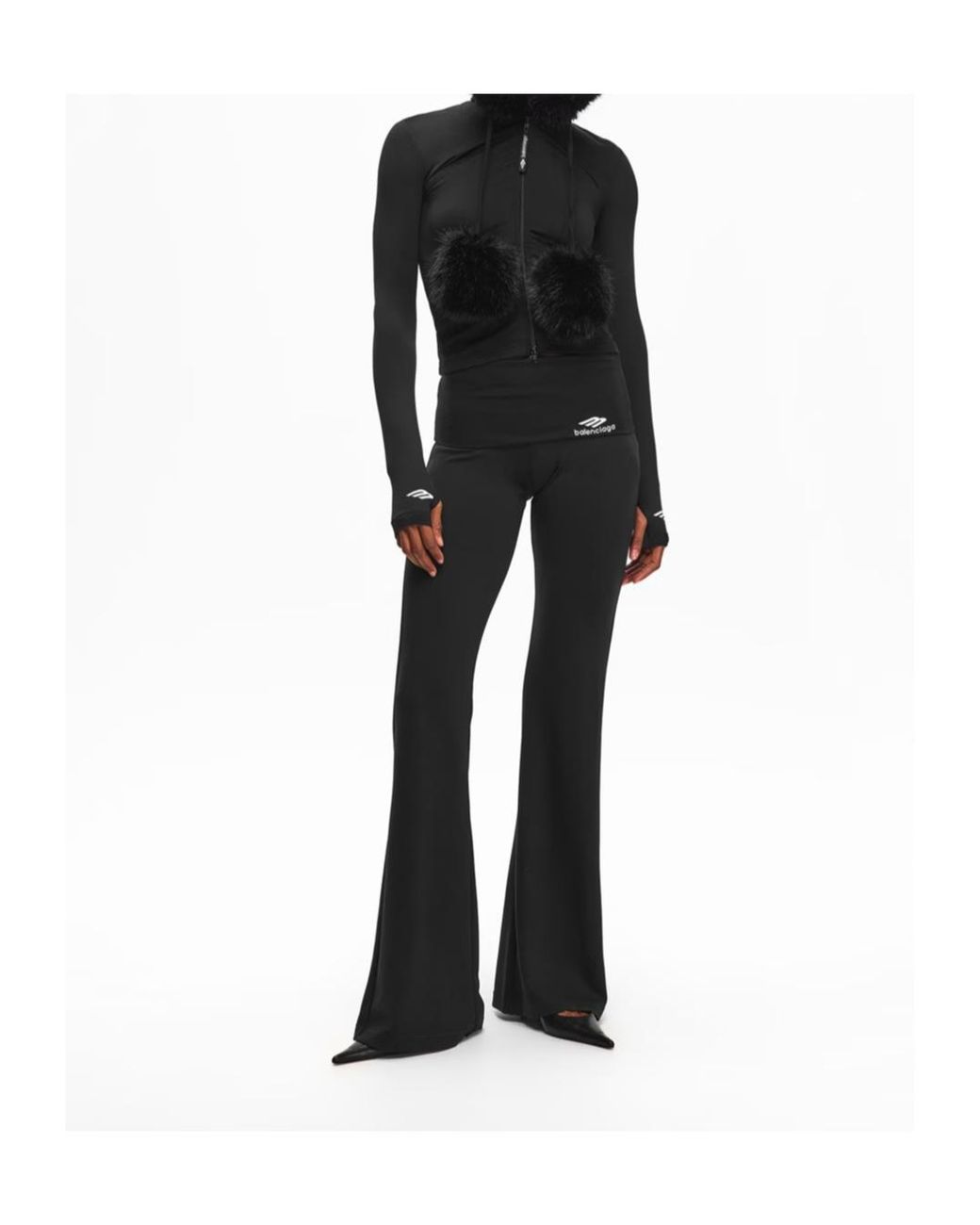 Balenciaga Black Rolled-Up Leggings