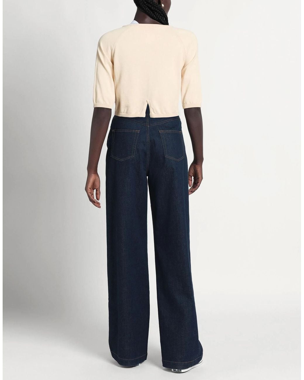 Max Mara Natural Simple Solid-Color Knit Short-Sleeve Top