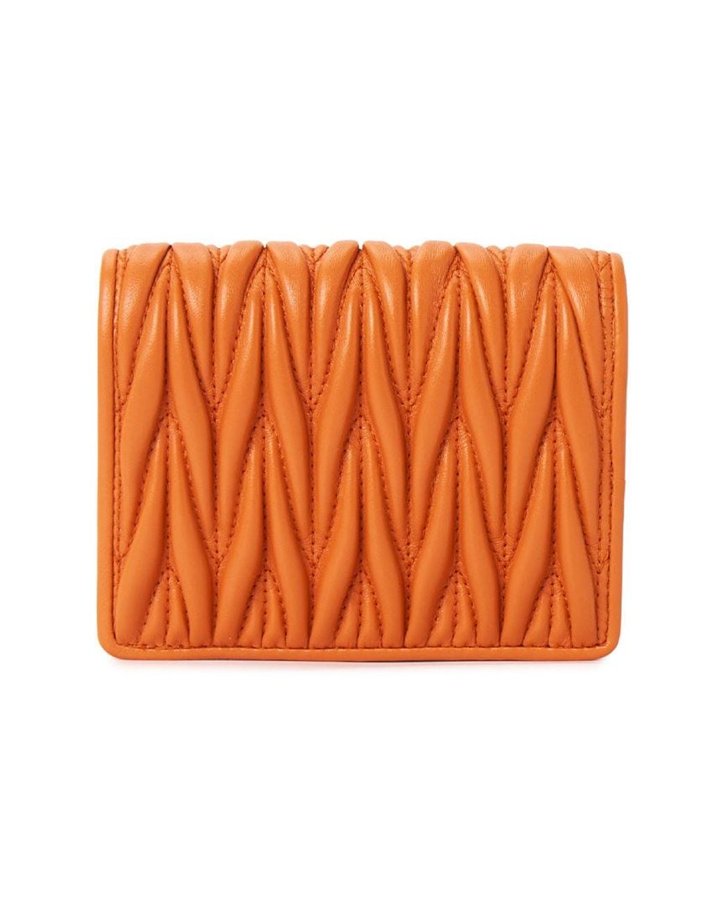 Miu Miu Orange Matelassé Logo Wallet