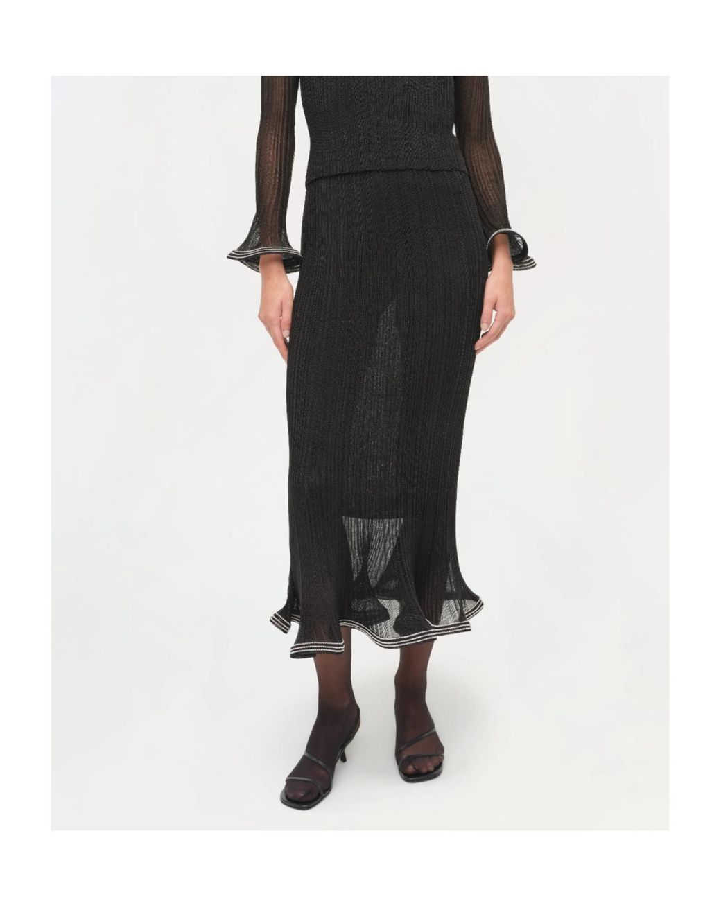 Jonathan Simkhai Black Ruffled Midi Skirt