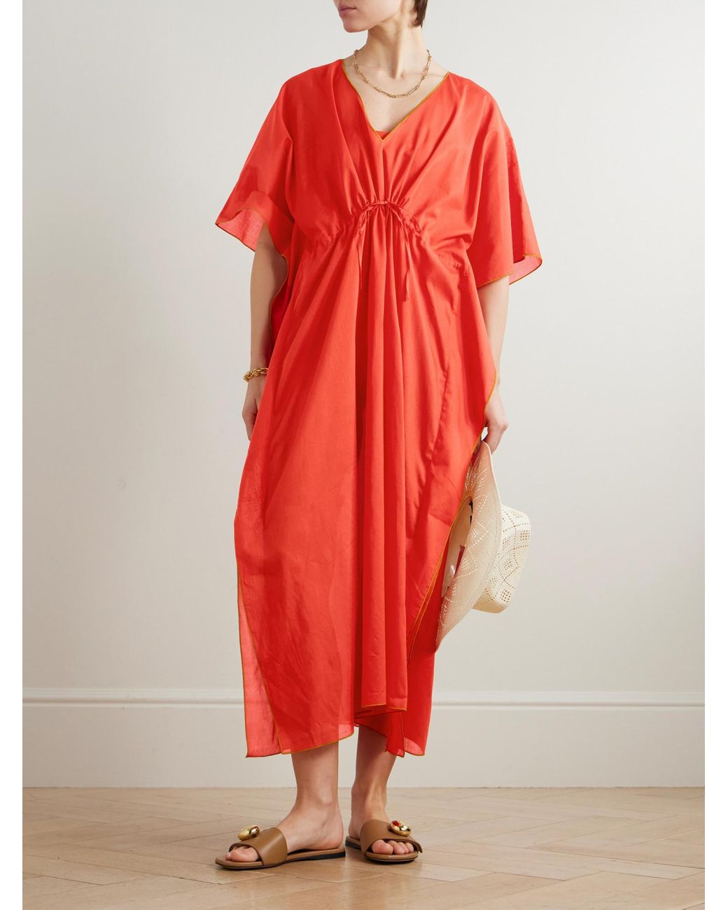 Eres Red Cotton Canvas Dress