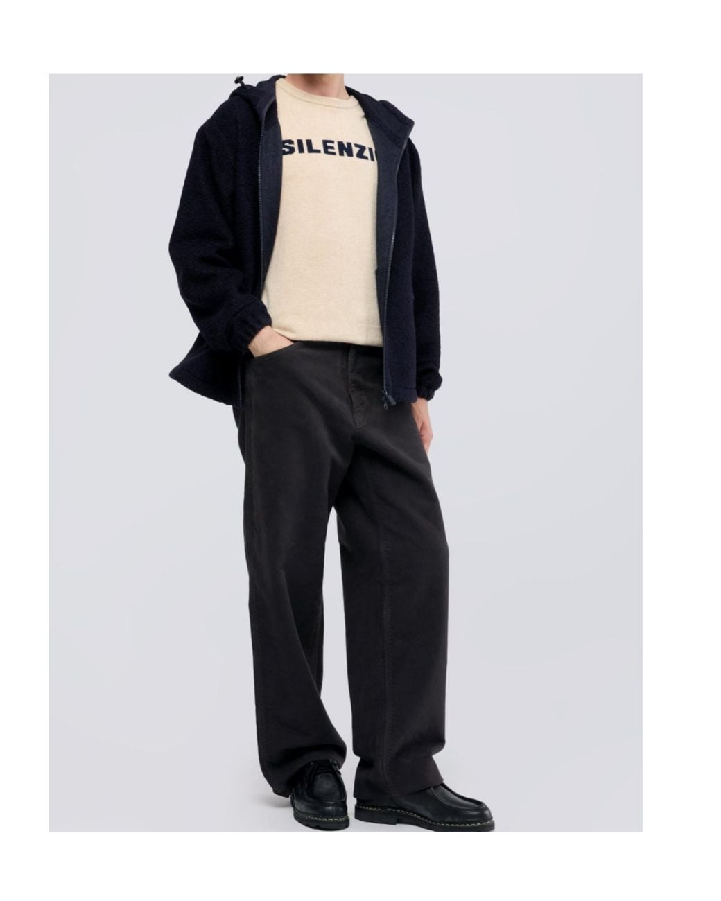 Aspesi Blue Wool-Blend Hoodie for men