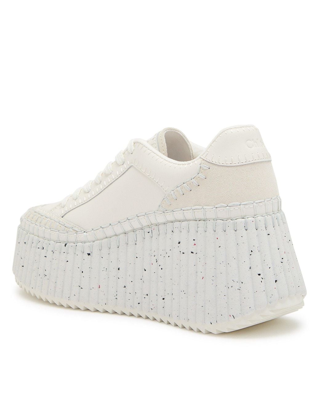 Chloé White Patchwork Thick-Soled Moccasin Shoes