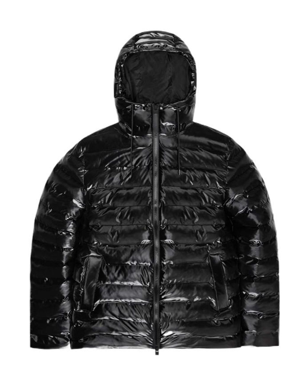 Rains Black Long-Sleeved Hooded Cotton Jacket for men